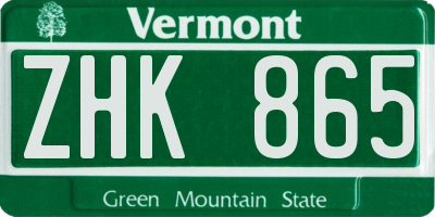 VT license plate ZHK865