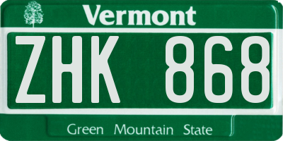 VT license plate ZHK868