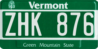 VT license plate ZHK876