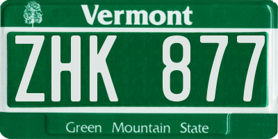 VT license plate ZHK877