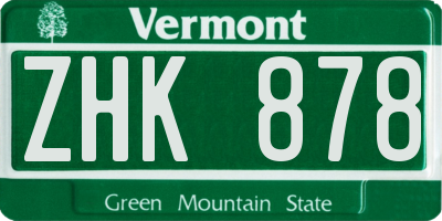 VT license plate ZHK878