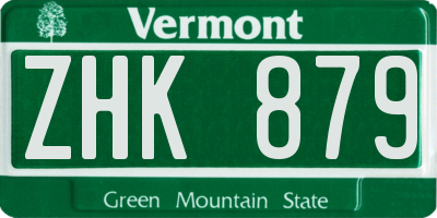 VT license plate ZHK879