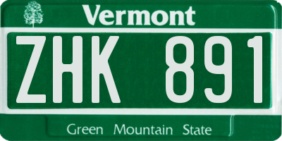 VT license plate ZHK891