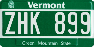 VT license plate ZHK899