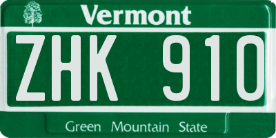 VT license plate ZHK910