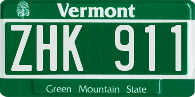 VT license plate ZHK911