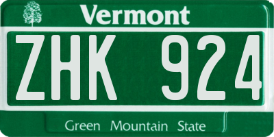 VT license plate ZHK924