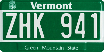 VT license plate ZHK941