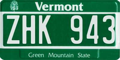 VT license plate ZHK943