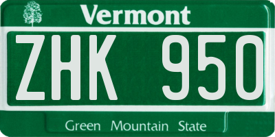 VT license plate ZHK950