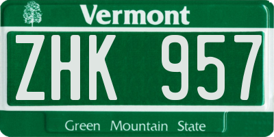 VT license plate ZHK957