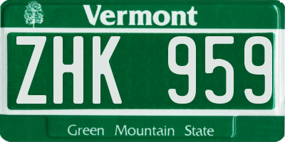 VT license plate ZHK959