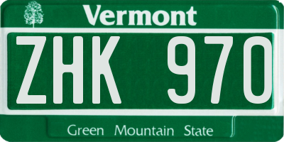 VT license plate ZHK970
