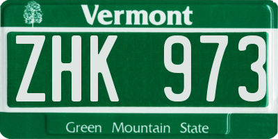 VT license plate ZHK973