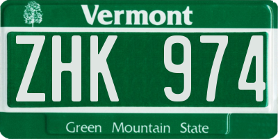VT license plate ZHK974