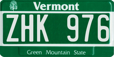 VT license plate ZHK976