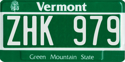 VT license plate ZHK979