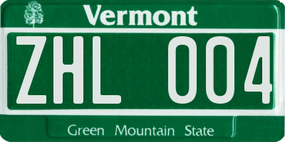 VT license plate ZHL004