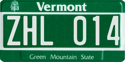 VT license plate ZHL014