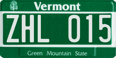 VT license plate ZHL015