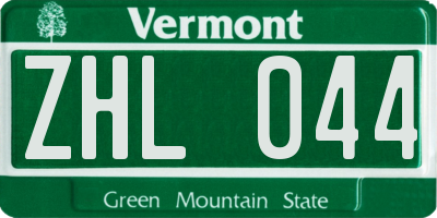 VT license plate ZHL044