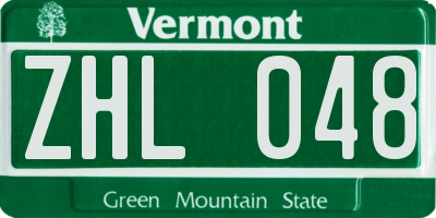VT license plate ZHL048