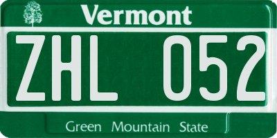 VT license plate ZHL052