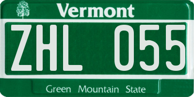 VT license plate ZHL055