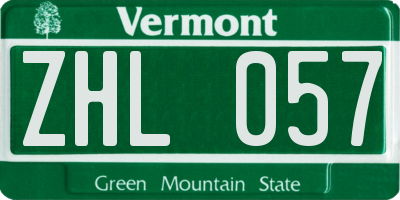 VT license plate ZHL057