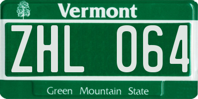 VT license plate ZHL064