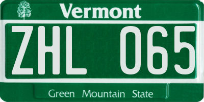 VT license plate ZHL065