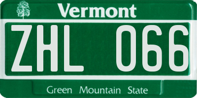 VT license plate ZHL066