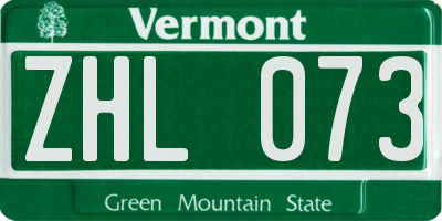 VT license plate ZHL073