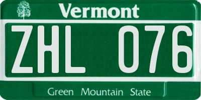 VT license plate ZHL076