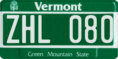 VT license plate ZHL080