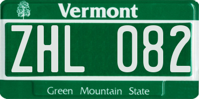 VT license plate ZHL082