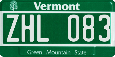 VT license plate ZHL083