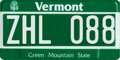 VT license plate ZHL088