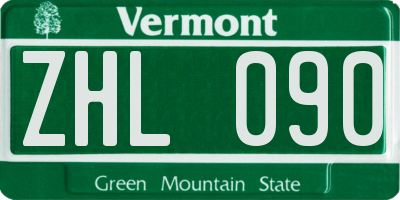 VT license plate ZHL090