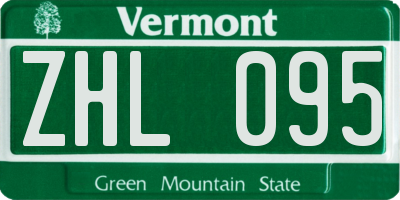 VT license plate ZHL095