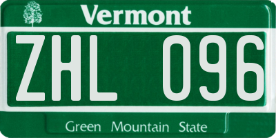 VT license plate ZHL096