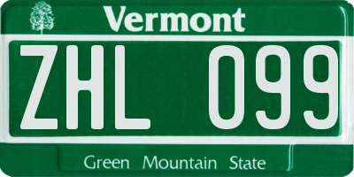 VT license plate ZHL099