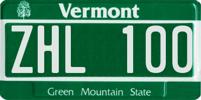 VT license plate ZHL100
