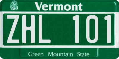 VT license plate ZHL101