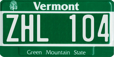 VT license plate ZHL104