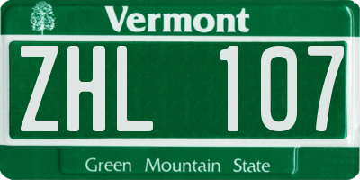 VT license plate ZHL107