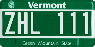 VT license plate ZHL111