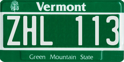 VT license plate ZHL113