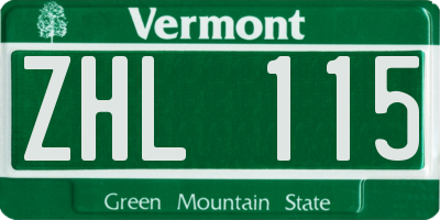 VT license plate ZHL115