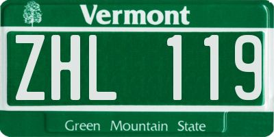 VT license plate ZHL119